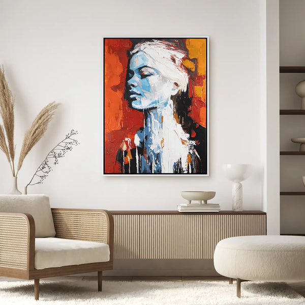 Leinwandbild handgemalt mit Acrylfarbe und Strukturpaste im Hochformat, Atalante, 120x160 ohne Rahmen