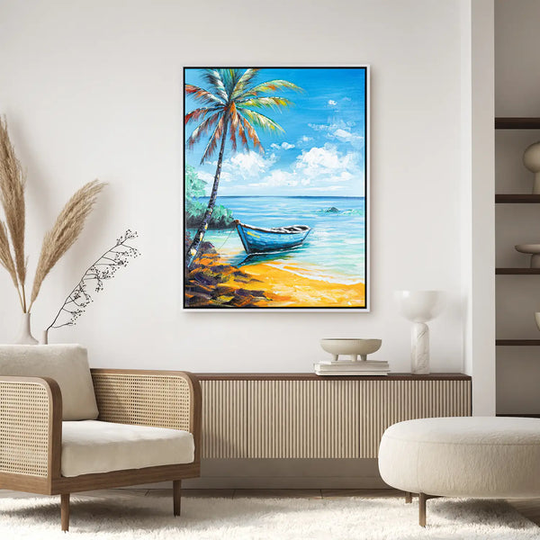 Leinwandbild handgemalt mit Acrylfarbe und Strukturpaste im Hochformat, Flucht in die Stille, 120x160 ohne Rahmen