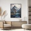Leinwandbild handgemalt mit Acrylfarbe und Strukturpaste im Hochformat, Zwischen Berg und See, 120x160 ohne Rahmen