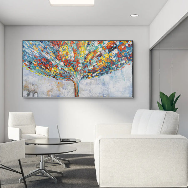 Leinwandbild handgemalt mit Acrylfarbe und Strukturpaste im Panorama, Klang der Stille, 80x160 ohne Rahmen