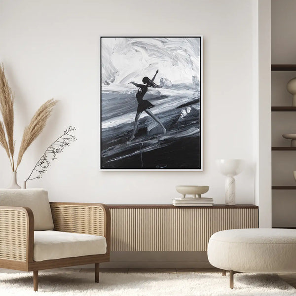 Leinwandbild handgemalt mit Acrylfarbe und Strukturpaste im Hochformat, Die Taenzerin, 120x160 ohne Rahmen