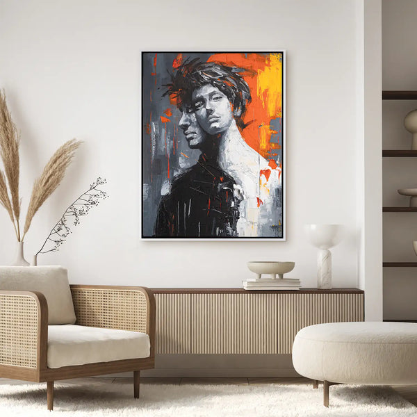 Leinwandbild handgemalt mit Acrylfarbe und Strukturpaste im Hochformat, Romulus and Remus, 120x160 ohne Rahmen