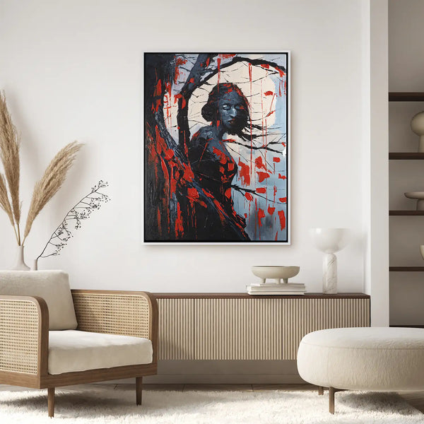 Leinwandbild handgemalt mit Acrylfarbe und Strukturpaste im Hochformat, Schwarze Phytomorphe, 120x160 ohne Rahmen