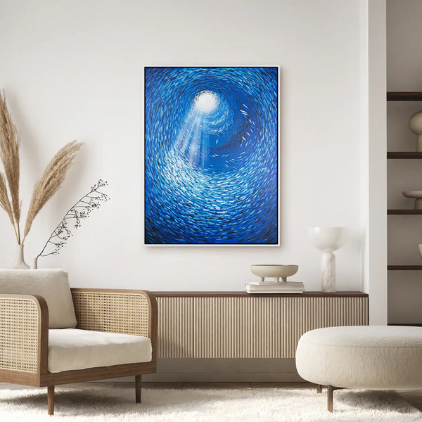 Leinwandbild handgemalt mit Acrylfarbe und Strukturpaste im Hochformat, Tiefen der Stille, 120x160 ohne Rahmen