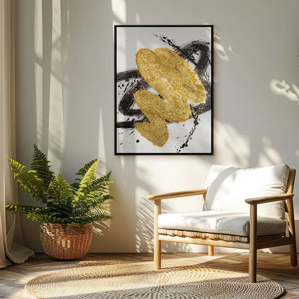 Leinwandbild handgemalt mit Acrylfarbe und Strukturpaste im Hochformat, Harmonie des Unbekannten, 150x200 mit Bilderrahmen in Eiche Hell