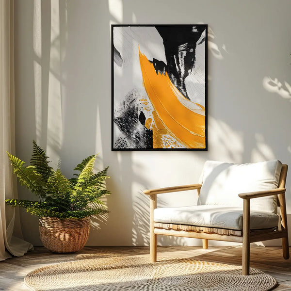 Leinwandbild handgemalt mit Acrylfarbe und Strukturpaste im Hochformat, Resonanz des Geistes, 150x200 mit Bilderrahmen in Eiche Hell