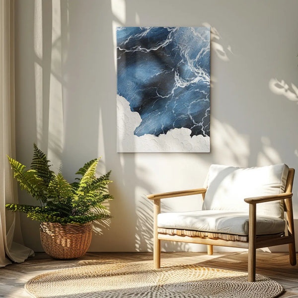 Leinwandbild handgemalt mit Acrylfarbe und Strukturpaste im Hochformat, Polaritaeten des Lebens1, 75x100 mit Bilderrahmen in Eiche Dunkel