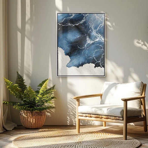 Leinwandbild handgemalt mit Acrylfarbe und Strukturpaste im Hochformat, Polaritaeten des Lebens1, 120x160 mit Bilderrahmen in Weiß