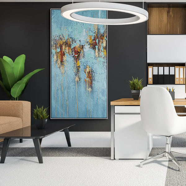 Leinwandbild handgemalt Gemälde mit Acrylfarbe und Strukturpaste im Hochformat, Zeitlose Seele, 80x160 mit Bilderrahmen in Weiß