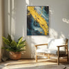 Leinwandbild handgemalt mit Acrylfarbe und Strukturpaste im Hochformat, Der Raum dazwischen, 120x160 mit Bilderrahmen in Weiß