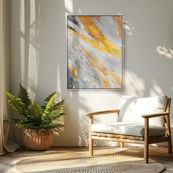 Leinwandbild handgemalt mit Acrylfarbe und Strukturpaste, Atem der Erde, 120x160 mit Bilderrahmen in Weiß