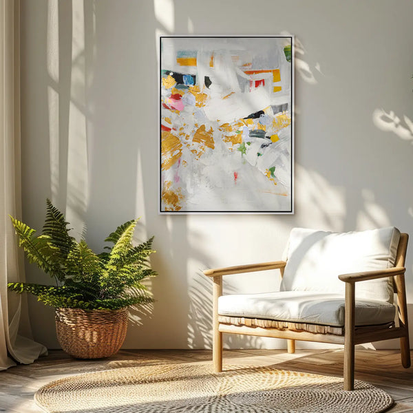 Leinwandbild handgemalt mit Acrylfarbe und Strukturpaste im Hochformat, Fragmente der Wahrheit, 120x160 mit Bilderrahmen in Weiß