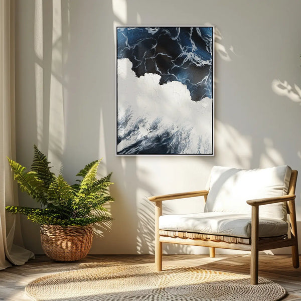 Leinwandbild handgemalt mit Acrylfarbe und Strukturpaste im Hochformat, Polaritaeten des Lebens2, 120x160 mit Bilderrahmen in Weiß