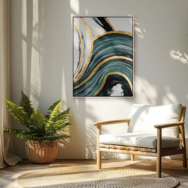 Leinwandbild handgemalt mit Acrylfarbe und Strukturpaste im Hochformat, Schleier der Wahrheit, 120x160 mit Bilderrahmen in Weiß