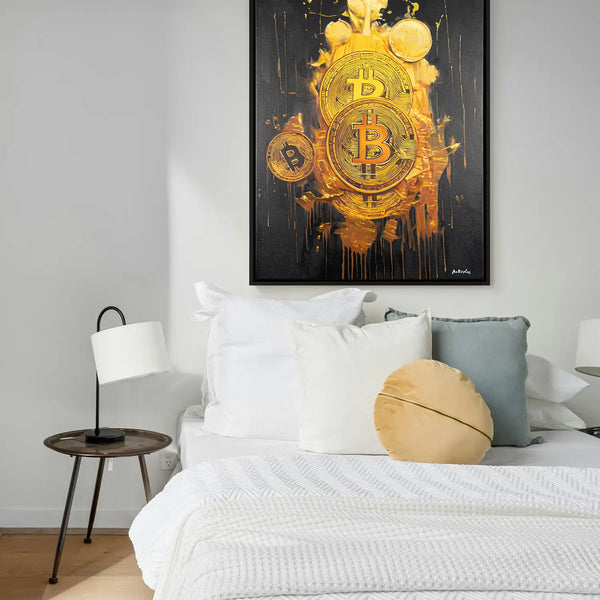 Leinwandbild handgemalt mit Acrylfarbe und Strukturpaste im Hochformat, Goldene Illusionen, 150x200 ohne Rahmen