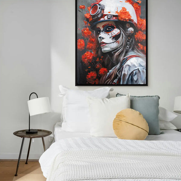 Leinwandbild handgemalt mit Acrylfarbe und Strukturpaste im Hochformat, Bluete der Schattenkriegerin, 150x200 ohne Rahmen