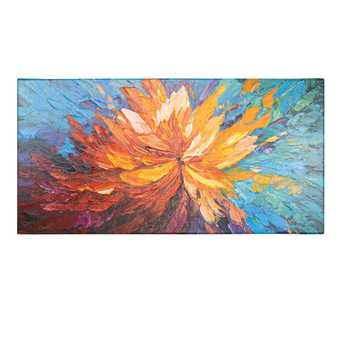 Leinwandbild handgemalt mit Acrylfarbe und Strukturpaste im Panorama, Balance im Chaos, 50x100 ohne Rahmen