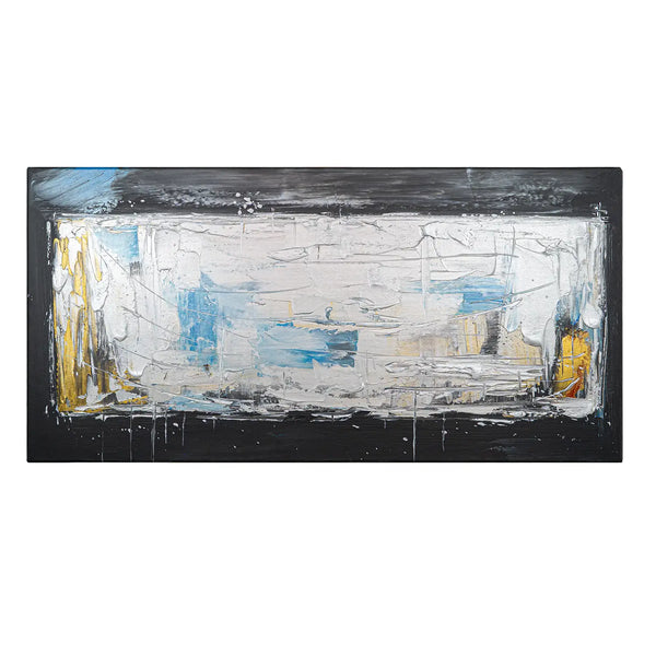 Leinwandbild handgemalt Gemälde mit Acrylfarbe und Strukturpaste im Panorama, Ewige Praesenz, 100x50 ohne Rahmen