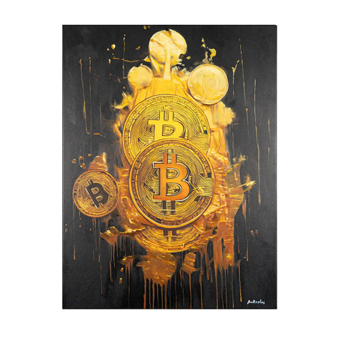 Leinwandbild handgemalt mit Acrylfarbe und Strukturpaste im Hochformat, Goldene Illusionen, 60x80 ohne Rahmen