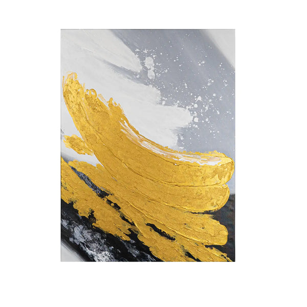 Leinwandbild handgemalt mit Acrylfarbe und Strukturpaste im Hochformat, Goldene Reflexionen, 60x80 ohne Rahmen