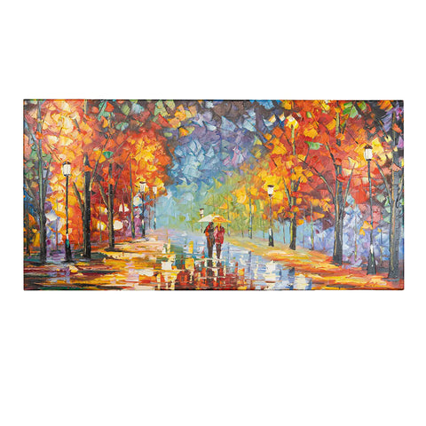 Leinwandbild handgemalt mit Acrylfarbe und Strukturpaste im Panorama, Der Weg des Lichts, 50x100 ohne Rahmen