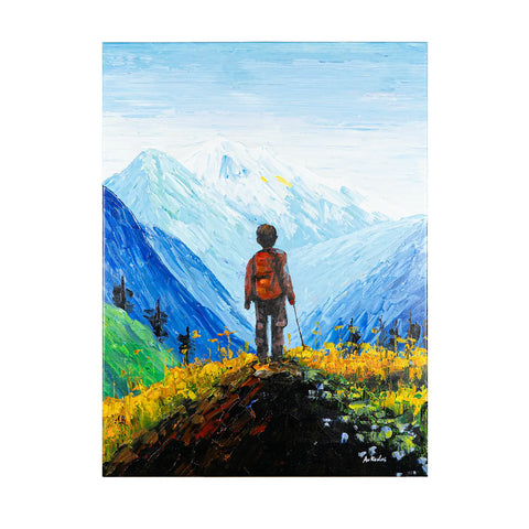 Leinwandbild handgemalt mit Acrylfarbe und Strukturpaste im Hochformat, Die Reise, 60x80 ohne Rahmen