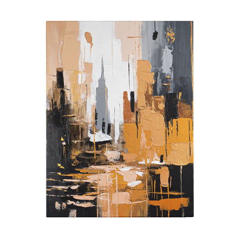 Leinwandbild handgemalt mit Acrylfarbe und Strukturpaste im Hochformat, Skyscraper, 60x80 ohne Rahmen