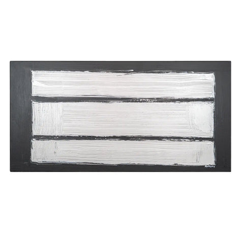 Leinwandbild handgemalt Gemälde mit Acrylfarbe und Strukturpaste im Panorama, Reflexion, 100x50 ohne Rahmen