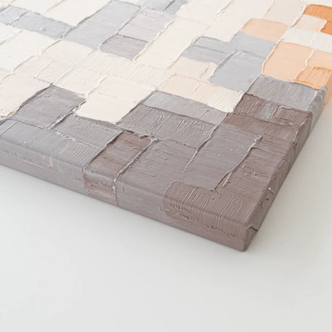 Leinwandbild handgemalt mit Acrylfarbe und Strukturpaste im Hochformat, Kosmische Ordnung, 60x80 mit Bilderrahmen in Weiß