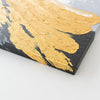 Leinwandbild handgemalt mit Acrylfarbe und Strukturpaste im Hochformat, Goldene Reflexionen, 60x80 mit Bilderrahmen in Weiß