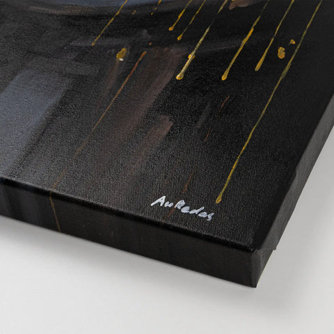 Leinwandbild handgemalt mit Acrylfarbe und Strukturpaste im Hochformat, Preis der Stille, 60x80 mit Bilderrahmen in Weiß