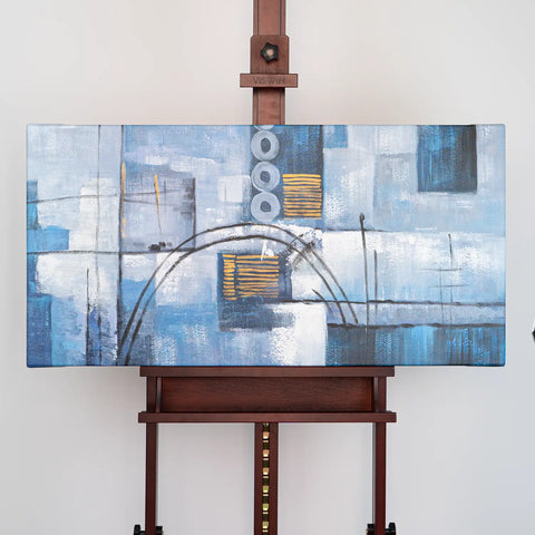 Leinwandbild handgemalt mit Acrylfarbe und Strukturpaste im Panorama, Wege der Intuition, 50x100 mit Bilderrahmen in Schwarz