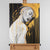 Leinwandbild handgemalt mit Acrylfarbe und Strukturpaste im Hochformat, Das goldene Schweigen, 60x80 mit Bilderrahmen in Schwarz