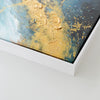 Leinwandbild handgemalt mit Acrylfarbe und Strukturpaste im Hochformat, Der Raum dazwischen, 75x100 mit Bilderrahmen in Eiche Hell
