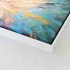 Leinwandbild handgemalt mit Acrylfarbe und Strukturpaste im Panorama, Tanz der Farben, 60x120 mit Bilderrahmen in Eiche Hell
