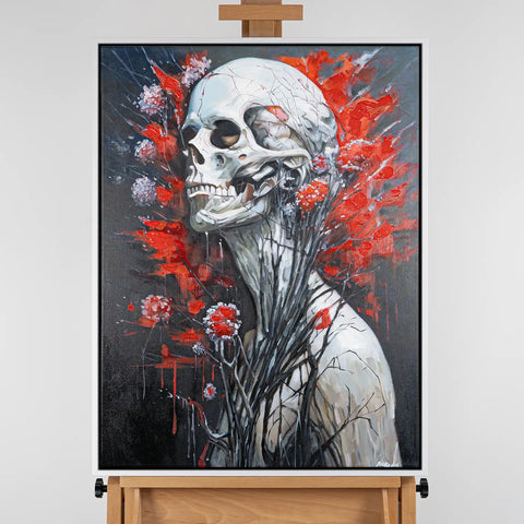 Leinwandbild handgemalt mit Acrylfarbe und Strukturpaste im Hochformat, Wo das Fleisch verstummt, 90x120 ohne Rahmen