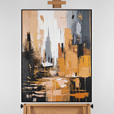 Leinwandbild handgemalt mit Acrylfarbe und Strukturpaste im Hochformat, Skyscraper, 90x120 ohne Rahmen