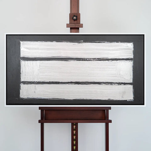 Leinwandbild handgemalt Gemälde mit Acrylfarbe und Strukturpaste im Panorama, Reflexion, 140x70 ohne Rahmen