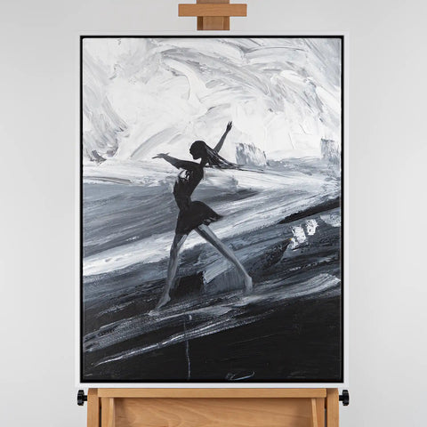 Leinwandbild handgemalt mit Acrylfarbe und Strukturpaste im Hochformat, Die Taenzerin, 90x120 ohne Rahmen