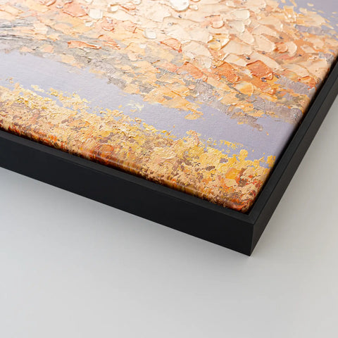Leinwandbild handgemalt mit Acrylfarbe und Strukturpaste im Panorama, Dualitaet der Natur, 80x160 mit Bilderrahmen in Schwarz