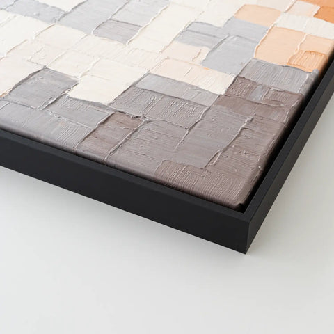 Leinwandbild handgemalt mit Acrylfarbe und Strukturpaste im Hochformat, Kosmische Ordnung, 120x160 mit Bilderrahmen in Schwarz