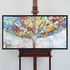 Leinwandbild handgemalt mit Acrylfarbe und Strukturpaste im Panorama, Klang der Stille, 80x160 mit Bilderrahmen in Eiche Dunkel
