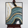 Leinwandbild handgemalt mit Acrylfarbe und Strukturpaste im Hochformat, Schleier der Wahrheit, 120x160 mit Bilderrahmen in Eiche Dunkel