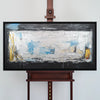 Leinwandbild handgemalt Gemälde mit Acrylfarbe und Strukturpaste im Panorama, Ewige Praesenz, 160x80 mit Bilderrahmen in Eiche Dunkel