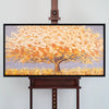Leinwandbild handgemalt mit Acrylfarbe und Strukturpaste im Panorama, Dualitaet der Natur, 80x160 mit Bilderrahmen in Eiche Dunkel