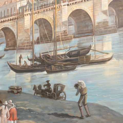Dresden vom rechten Elbufer unterhalb der Augustusbrücke