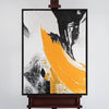 Leinwandbild handgemalt mit Acrylfarbe und Strukturpaste im Hochformat, Resonanz des Geistes, 120x160 mit Bilderrahmen in Eiche Dunkel