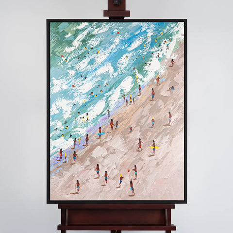 Leinwandbild handgemalt mit Acrylfarbe und Strukturpaste im Hochformat, Raetsel der Existenz, 120x160 mit Bilderrahmen in Eiche Dunkel