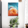 Leinwandbild handgemalt mit Acrylfarbe und Strukturpaste im Hochformat, Im Wirbel der Zeit, 60x80 mit Bilderrahmen in Eiche Dunkel