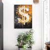 Leinwandbild handgemalt mit Acrylfarbe und Strukturpaste im Hochformat, Dollar, 60x80 mit Bilderrahmen in Eiche Dunkel